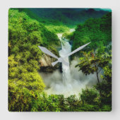 滝 |エクアドル、サンラファエル滝 スクエア壁時計 (正面)