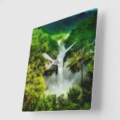 滝 |エクアドル、サンラファエル滝 スクエア壁時計 (傾斜)