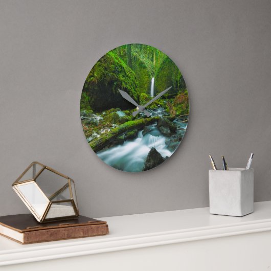 滝 |オレゴン，グロット滝 ラージ壁時計 (オフィス)