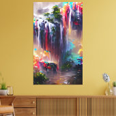 滝 – カラフル抽象芸術絵画の キャンバスプリント (インサイチュ (リビング))