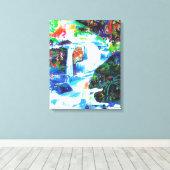 滝。 キャンバスプリント (インサイチュ (ウッドフロア))