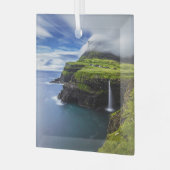 滝 |フェロー諸島，デンマーク ガラスオーナメント (正面左)