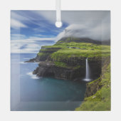 滝 |フェロー諸島，デンマーク ガラスオーナメント (正面)