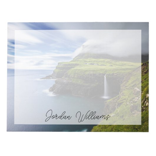 滝 |フェロー諸島，デンマーク ノートパッド (正面)