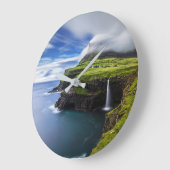 滝 |フェロー諸島，デンマーク ラージ壁時計 (傾斜)