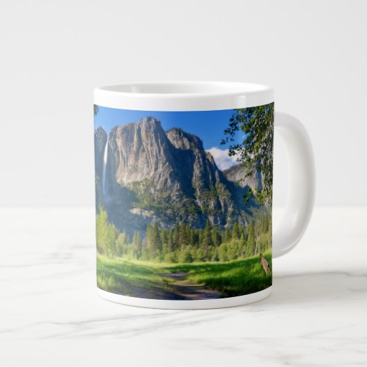 滝 |ヨセミテ滝，カリフォルニア ジャンボコーヒーマグカップ (正面右)
