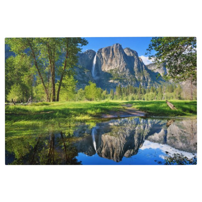 滝 |ヨセミテ滝，カリフォルニア メタルプリント (正面)