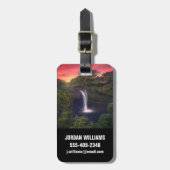 滝 |レインボー滝，ハワイ，ヒロ ラゲッジタグ (正面縦)