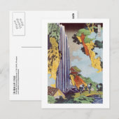 滝, 北斎 Waterfall, Hokusai, Ukiyo-e ポストカード (正面/裏面)