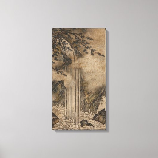 滝(日本の風景画)（狩野元信） キャンバスプリント (正面)