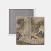 滝(日本の風景画)（狩野元信） マグネット (正面/裏面)