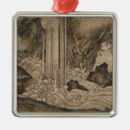 滝(日本の風景画)（狩野元信） メタルオーナメント