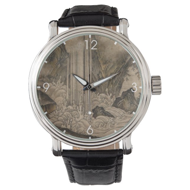 滝(日本の風景画)（狩野元信） 腕時計 (正面)