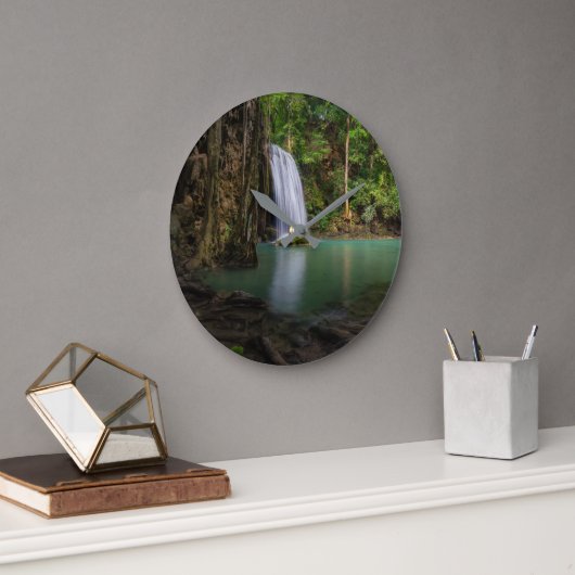 滝 |春熱帯雨林の滝タイ ラージ壁時計 (オフィス)