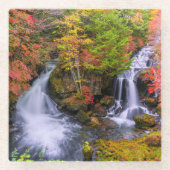 滝 |水栓ウォーターフォールズ日光日本秋 ガラスコースター (正面)