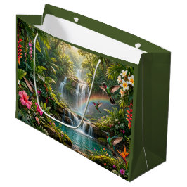滝 虹 ハチドリのトロピカル・ハイダウェイ ラージペーパーバッグ