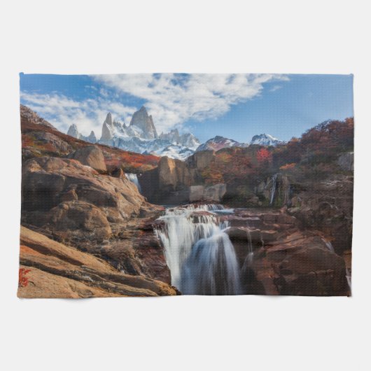 滝 | Fitz Roy Mountain,アルゼンチン キッチンタオル (横)