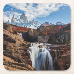 滝 Fitz Roy Mountain,アルゼンチン スクエアペーパーコースター