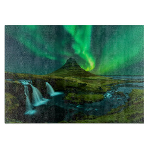 滝 Kirkjufellfoss Waterfall,アイスランド カッティングボード