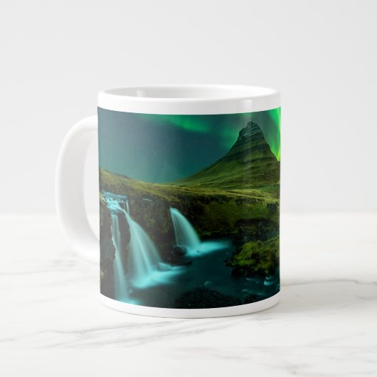 滝 | Kirkjufellfoss Waterfall，アイスランド ジャンボコーヒーマグカップ (正面左)