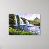 滝 | Kirkjufellsfoss,アイスランド キャンバスプリント (正面)