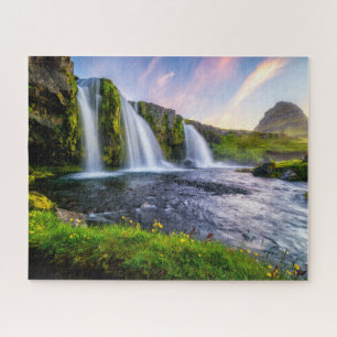 滝 Kirkjufellsfoss,アイスランド ジグソーパズル