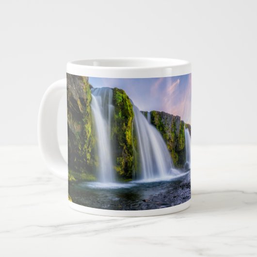 滝 | Kirkjufellsfoss,アイスランド ジャンボコーヒーマグカップ (正面左)