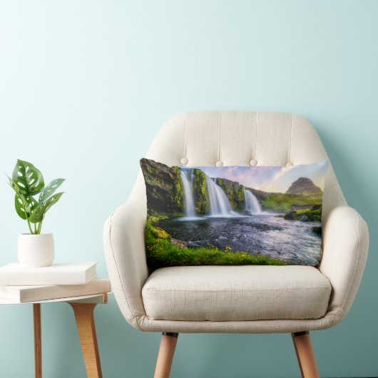 滝 | Kirkjufellsfoss，アイスランド ランバークッション (椅子)