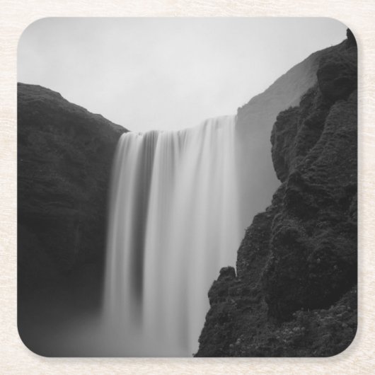 滝 | Skogafoss Waterfall，アイスランド スクエアペーパーコースター (正面)