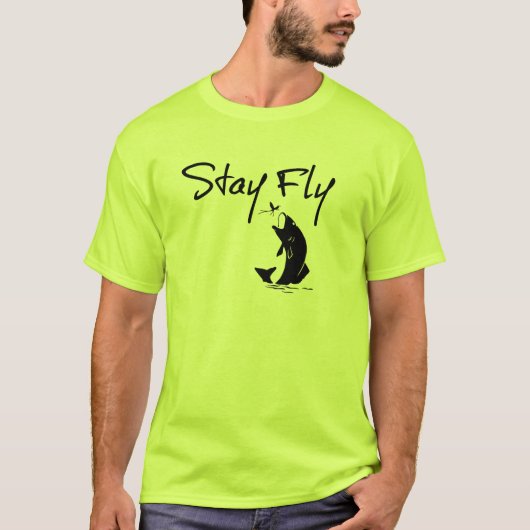 滞在のはえのおもしろいな魚釣り Tシャツ (正面)