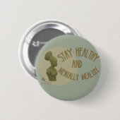 滞在の健康なオーシャンブルーボタン 缶バッジ (正面&裏面)