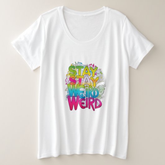 滞在風変わり プラスサイズTシャツ (デザイン正面)