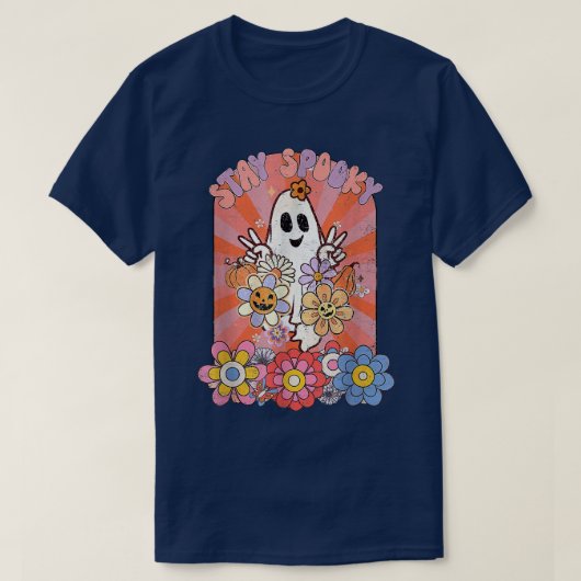 滞在,不気味ハロウィーンのヒッピー, Hello Halloween Cos Tシャツ (デザイン正面)
