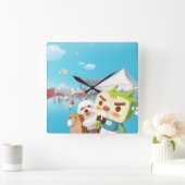 滞留 スクエア壁時計 (ホーム)