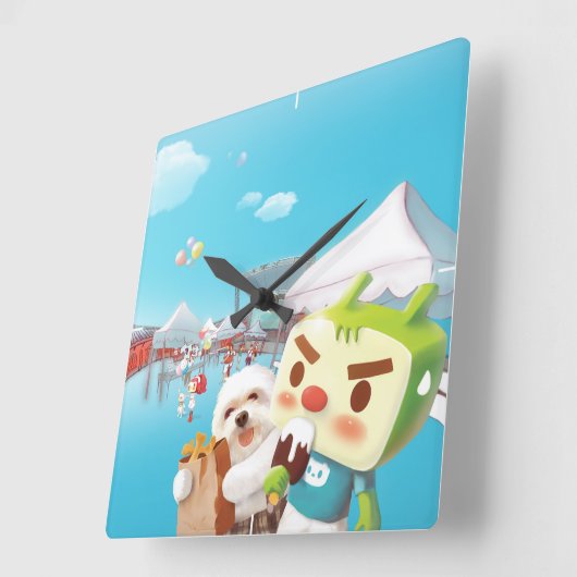 滞留 スクエア壁時計 (傾斜)