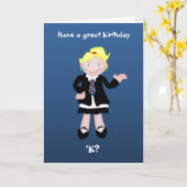 滞納の人形の学校の女の子 カード (黄色い花)