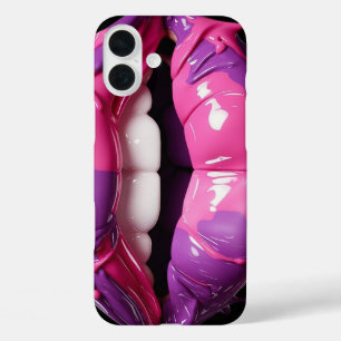滴はっきりした滴の鮮やか唇ピンクと紫 iPhone 16 PLUSケース
