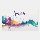 滴り落ちるカラフル景色 長方形シール (正面)