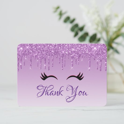 滴り落ちるキラキラの黒まつ毛ありがとう サンキューカード (スタンド正面)