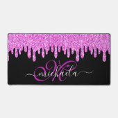 滴るキラキラのラベンダーとブラックモノグラム デスクマット (正面)