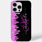 滴るキラキラのラベンダーとブラックモノグラム Case-Mate iPhoneケース (裏面)