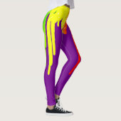 滴るペンキのパレット、紫色、虹色 レギンス (右)