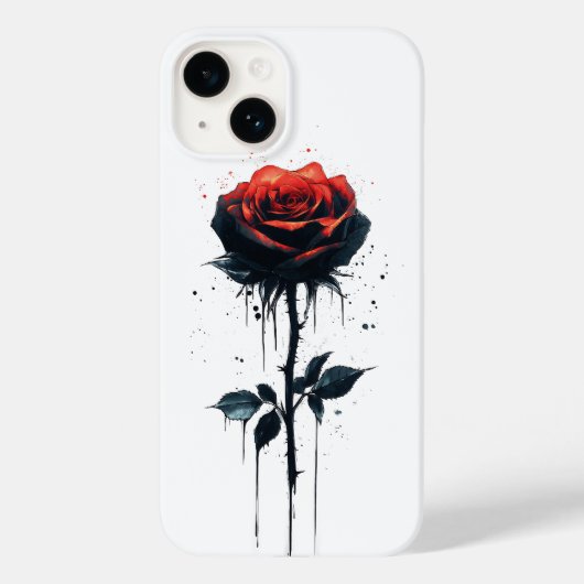 滴る血のバラ: ゴシック フラワーアート Case-Mate iPhoneケース (裏面)