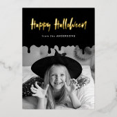 滴る黒い血の写真ハロウィーン 箔シーズンカード (正面)