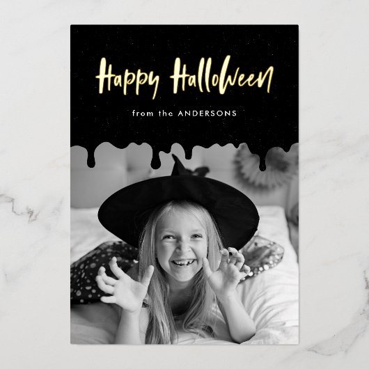 滴る黒い血の写真ハロウィーン 箔シーズンカード