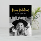 滴る黒い血の写真ハロウィーン 箔シーズンカード (立ち正面)