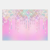 滴エレガントガーリーるフェイクピンクグリッター ラッピングペーパーシート (正面)