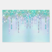 滴エレガントガーリーフェイクターコイズグリッター ラッピングペーパーシート (正面2)