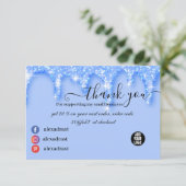 滴ガーリー落する青グリッターサンキューカード サンキューカード (スタンド正面)