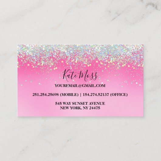 滴スタイリッシュガーリー滴ピンクグリッター 名刺 (裏面)